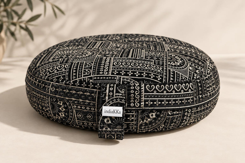 Hint Kumaşı Meditasyon Minderi – Pamuk Dolgulu - 60 cm